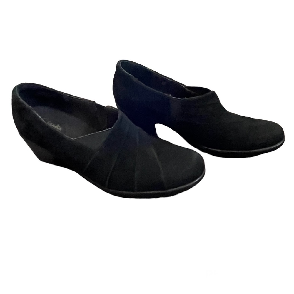 Clarks Bendables Black Suede Low Heel - 10M